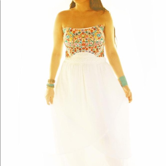 Floral embroidered bustier strapless corset dress - Picture 3 of 4